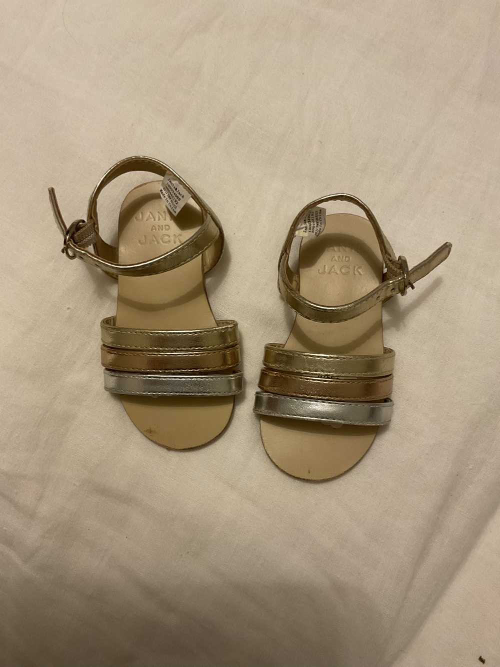 Janie and Jack Metallic Gold & Silver Strap Sandals